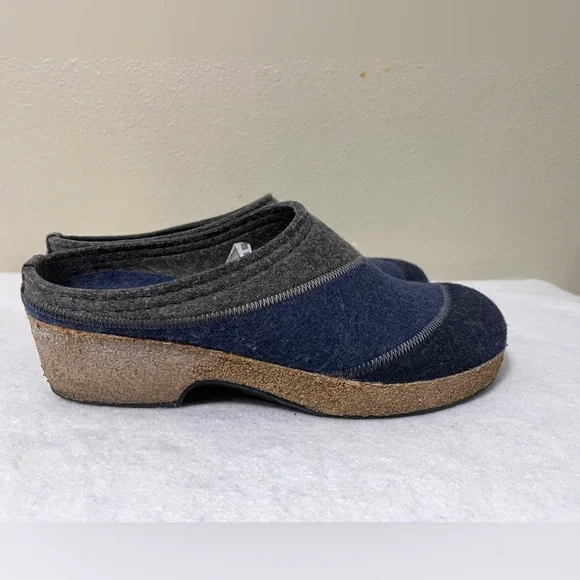 Haflinger Womens GRIZZLY HEELED Demin Blue Clogs Slippers Sz 42 Bratz Y2k Style - Picture 2 of 10